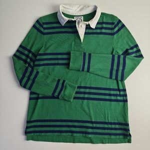 Lands' End Mens Polo in Green and Navy Stripes